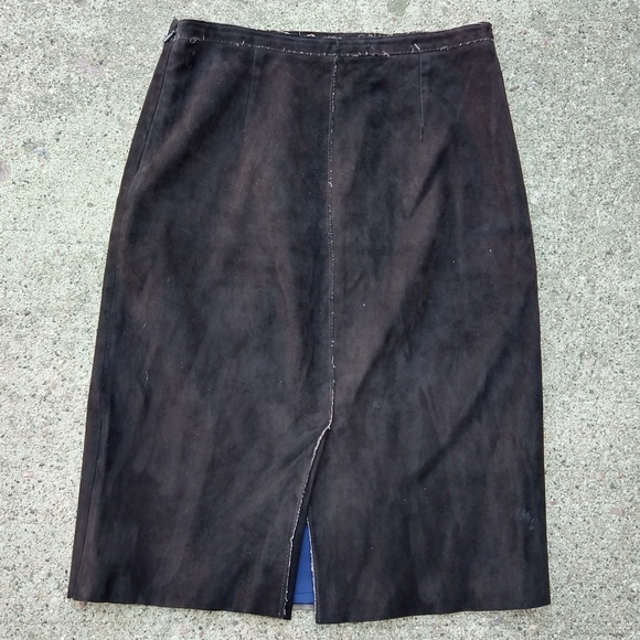 ELIE TAHARI chocolate brown suede pencil skirt XS - Picture 4 of 8
